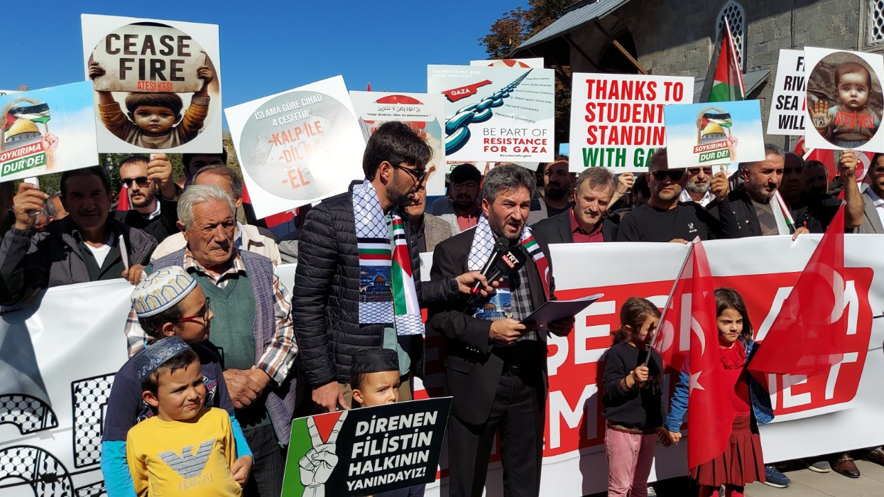 İsrail'in saldırıları Erzurum'da protesto edildi