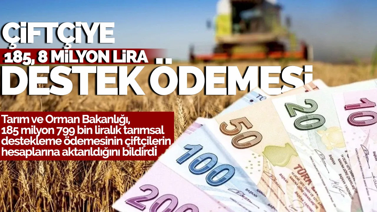 Çiftçiye 185,8 milyon lira destek ödemesi