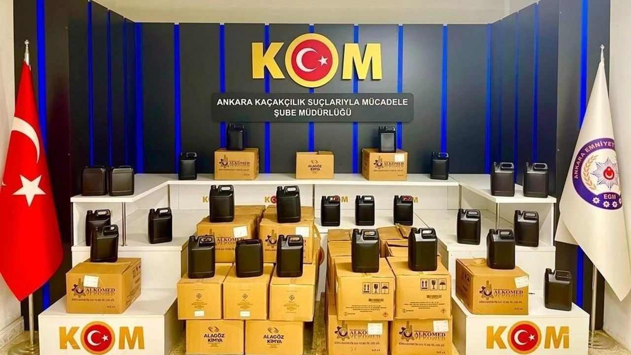 Ankara'da 17 ton 484 litre kaçak etil alkol ele geçirildi