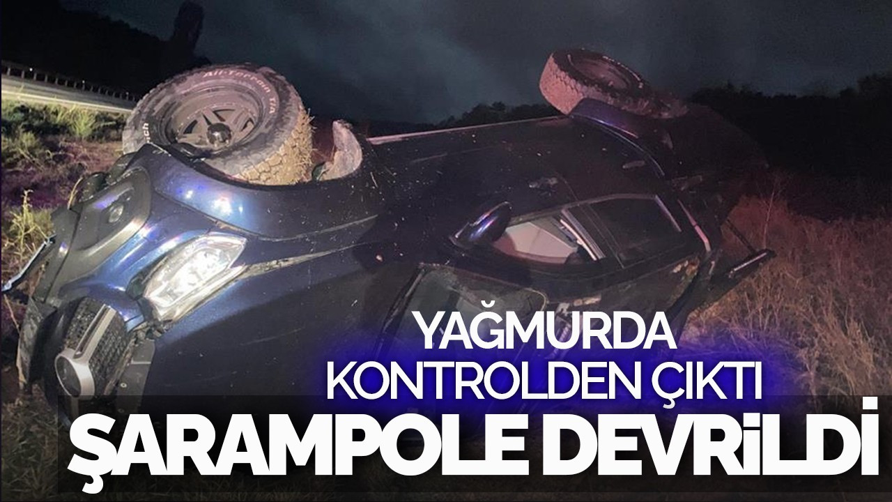 Yağmurda Kontrolden Çıkan Cip Şarampole Devrildi: 1 Yaralı