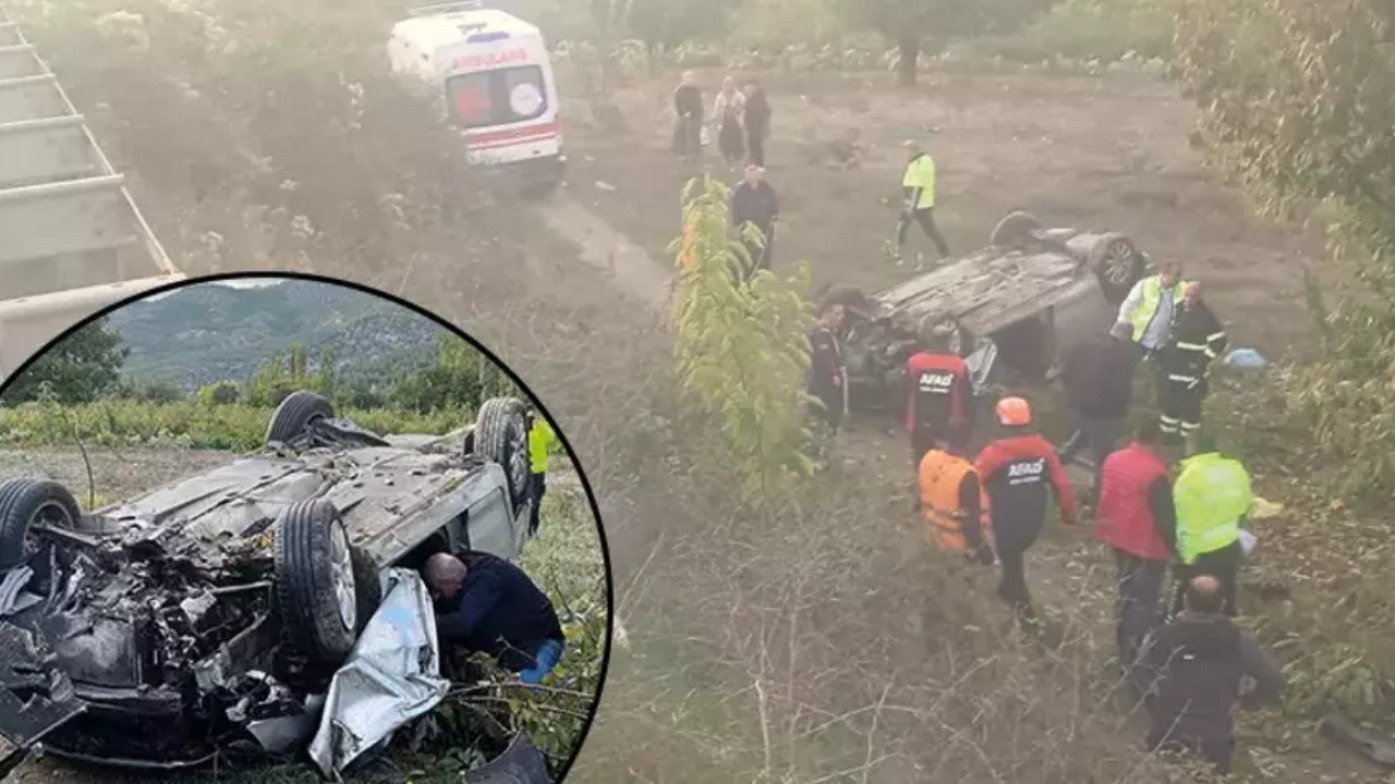 Amasya'da Şarampole Uçan Otomobildeki Anne Hayatını Kaybetti