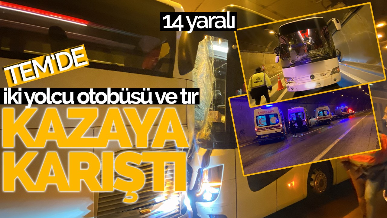 TEM'de iki yolcu otobüsü ve tır kazaya karıştı: 14 yaralı