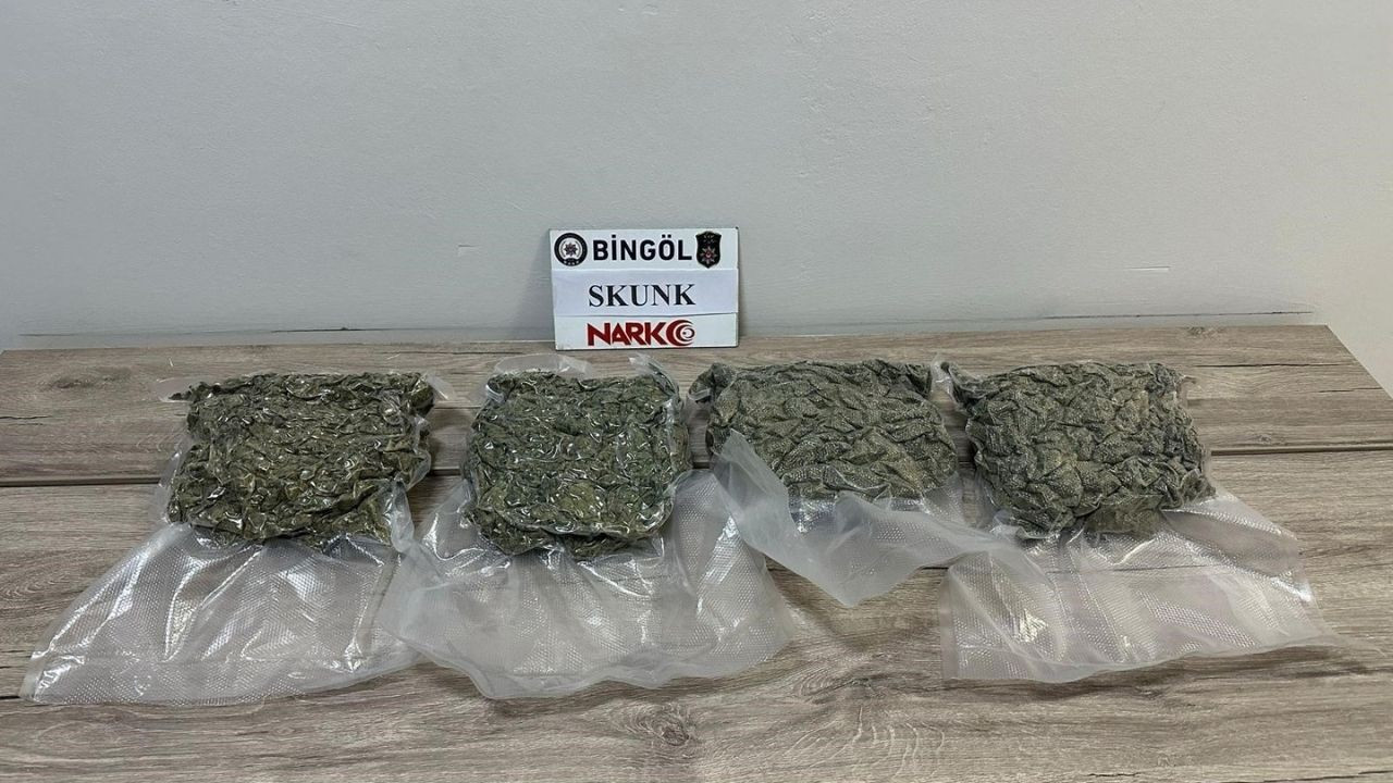 Bingöl’de 2 kilo 86 gram skunk ele geçirildi