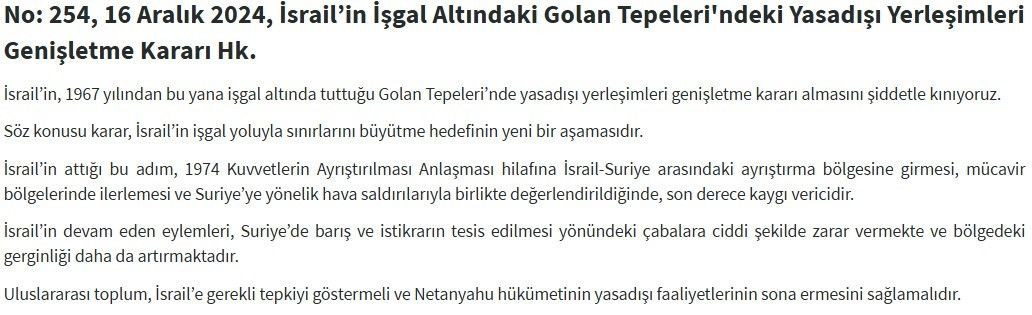 Dışişleri Bakanlığı: “İsrail’in Golan Tepeleri’nde yasa dışı yerleşimleri genişletme kararı almasını şiddetle kınıyoruz” - Sayfa 2