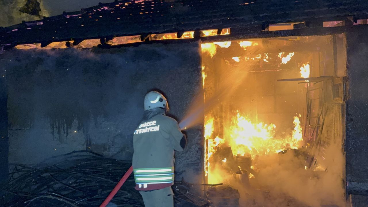 Düzce'de Baraka Alev Alev Yandı: 25 Kaz Yangından Kurtarıldı! - Sayfa 1