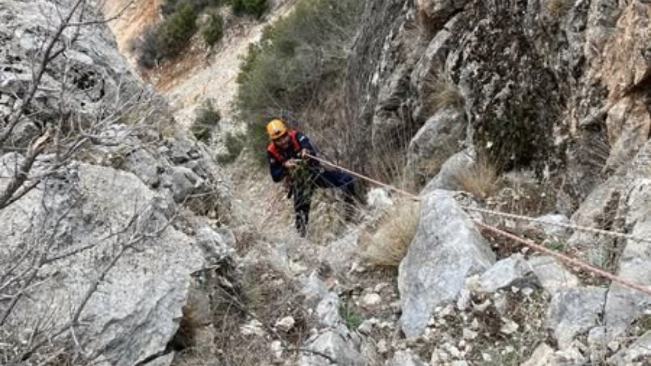 Burdur’da Dağda Mahsur Kalan Keçi AFAD Tarafından Kurtarıldı