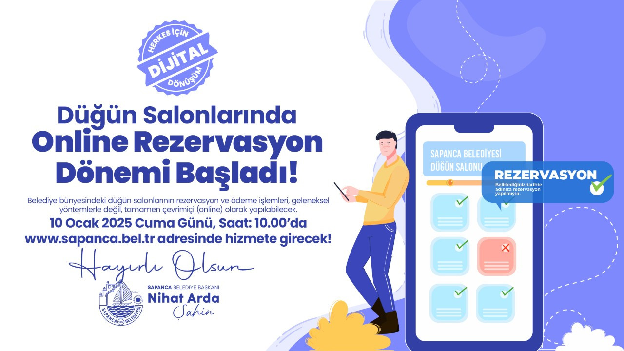 Sapanca Belediyesi Düğün Salonlarında Online Rezervasyon Dönemi Başlıyor