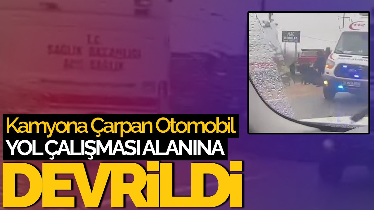 Otomobil Yol Çalışması Alanına Devrildi: 2 Yaralı