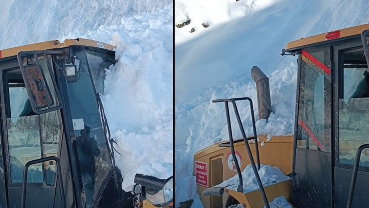 Hakkari’de Çığ Faciası! İş Makinesi Kar Altında Kaldı