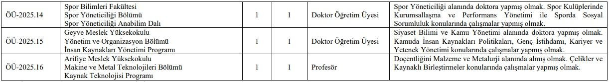 SUBÜ 26 akademik personel alacak - Sayfa 4