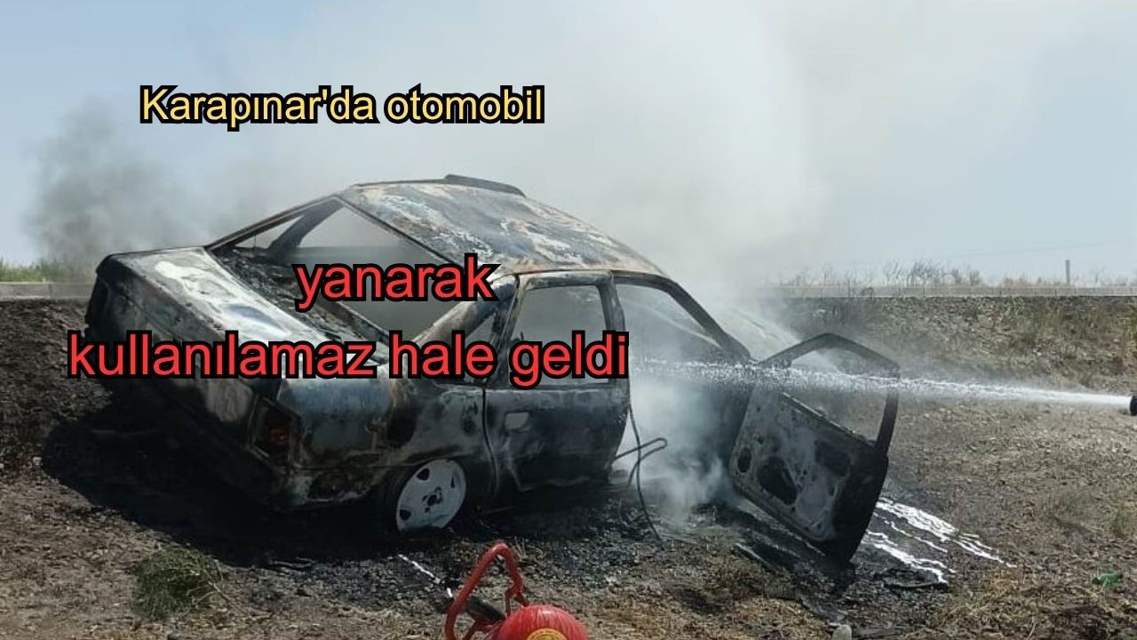Karapınar'da otomobil yanarak kullanılamaz hale geldi