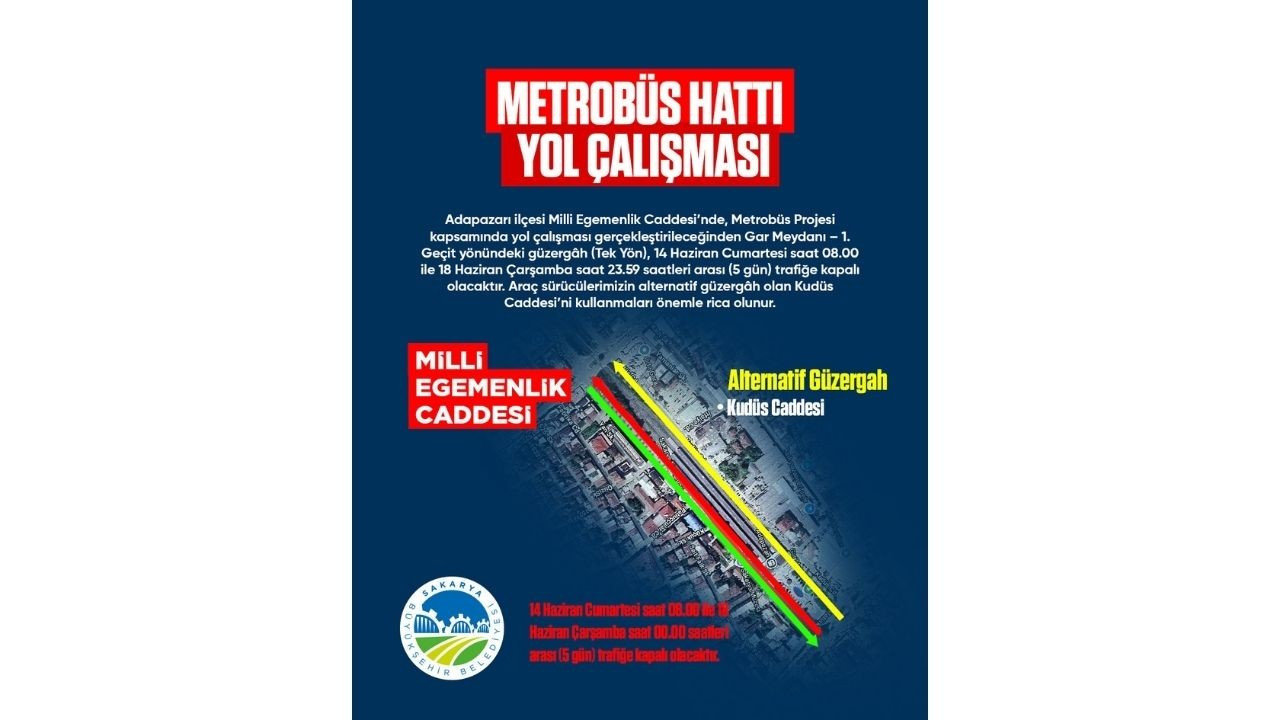 Büyükşehir uyardı: Şehir merkezindeki o güzergâh 5 gün trafiğe kapalı