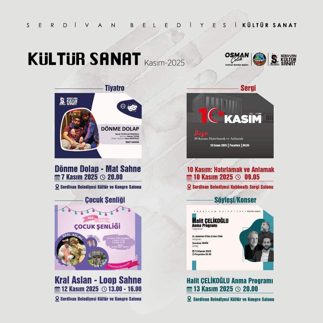 Serdivan’da Kasım Ayı Kültür Sanat Takvimi Dolu Dolu - Sayfa 1