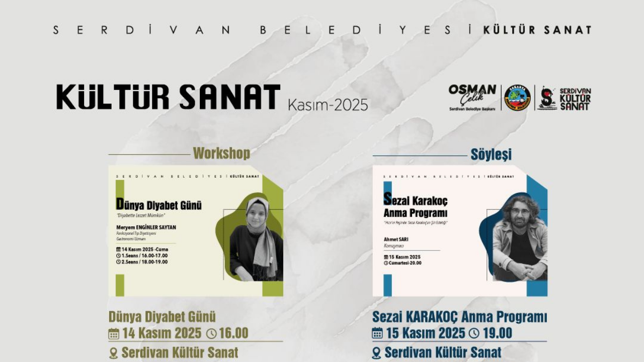 Serdivan’da Kasım Ayı Kültür Sanat Takvimi Dolu Dolu