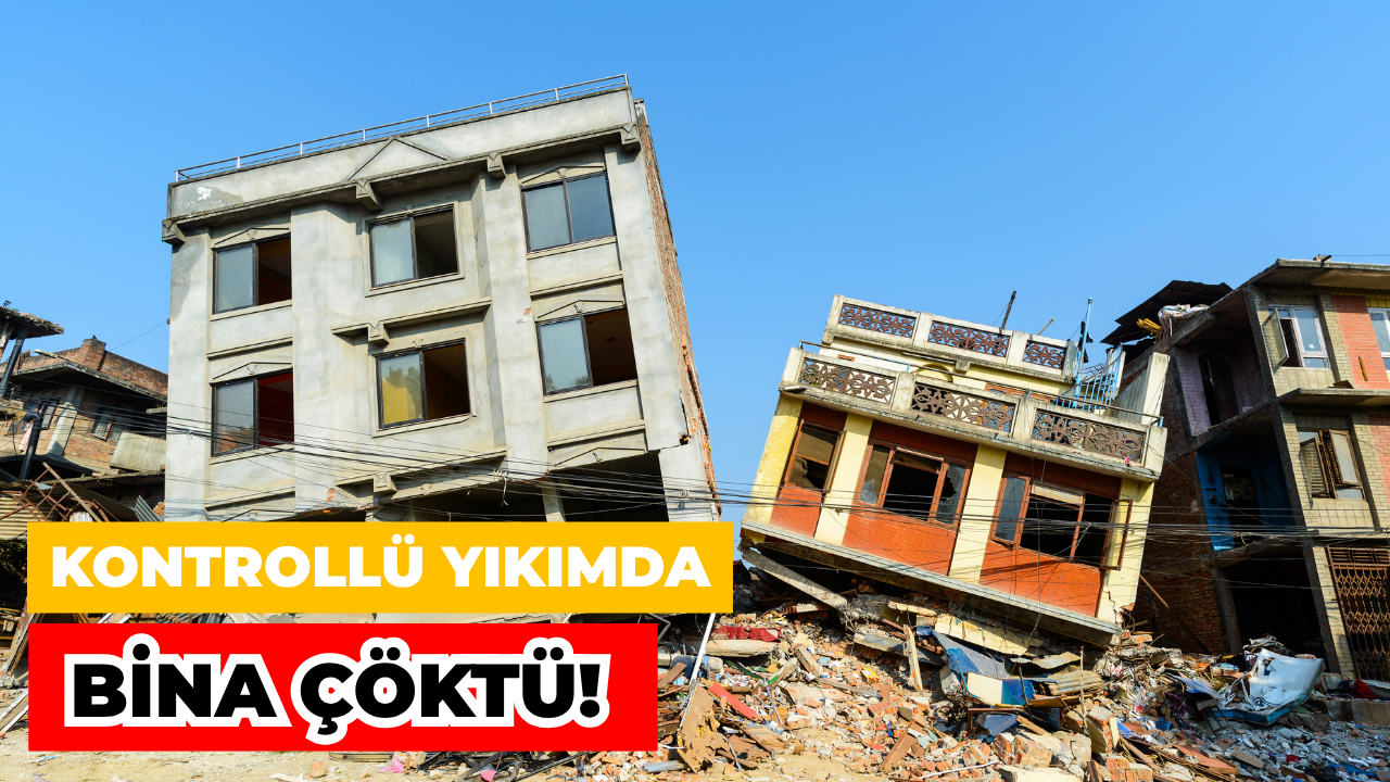 Kontrollü Yıkımda Bina Çöktü, Molozlar Araçların Üzerine Düştü