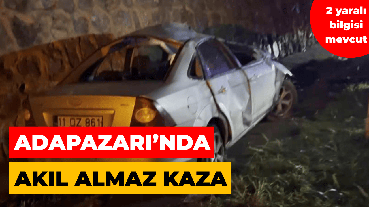 Adapazarı’nda Araç İstinat Duvarına Çarptı: 2 Yaralı